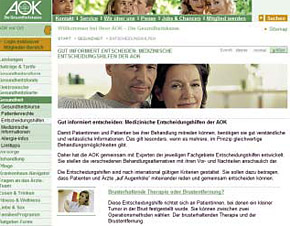 Screenshot AOK-Website